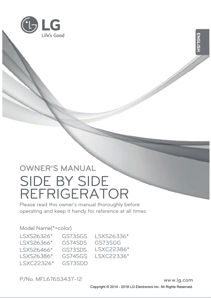 Page 1 de la notice Manuel utilisateur LG GS73SDS