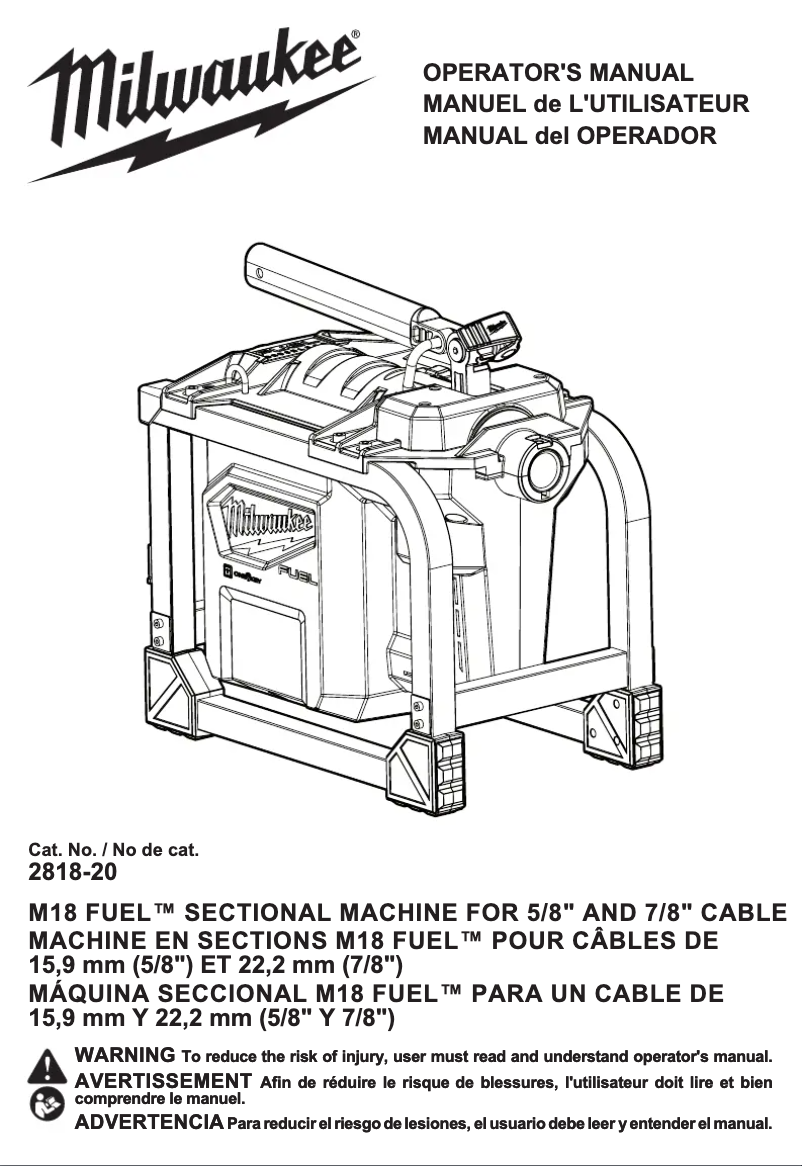Image de la première page du manuel de l'appareil M18 Fuel 2818B-21