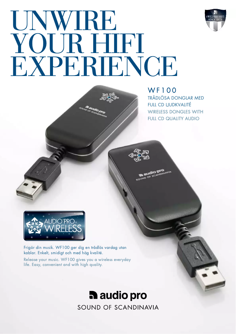 Page 1 de la notice Manuel utilisateur Audio Pro WF 100