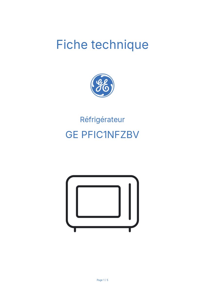 Image de la première page du manuel de l'appareil PFIC1NFZBV