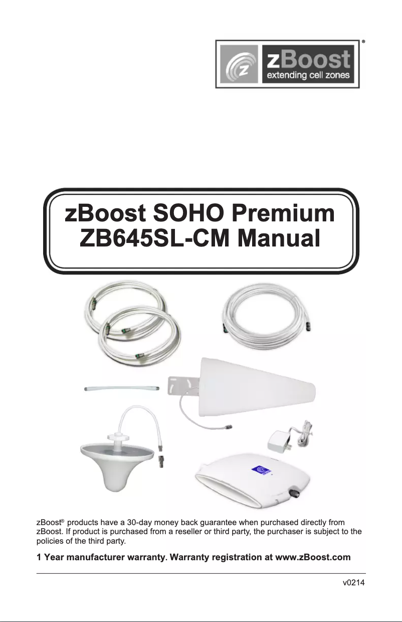 Image de la première page du manuel de l'appareil Soho Premium ZB645SL-CM