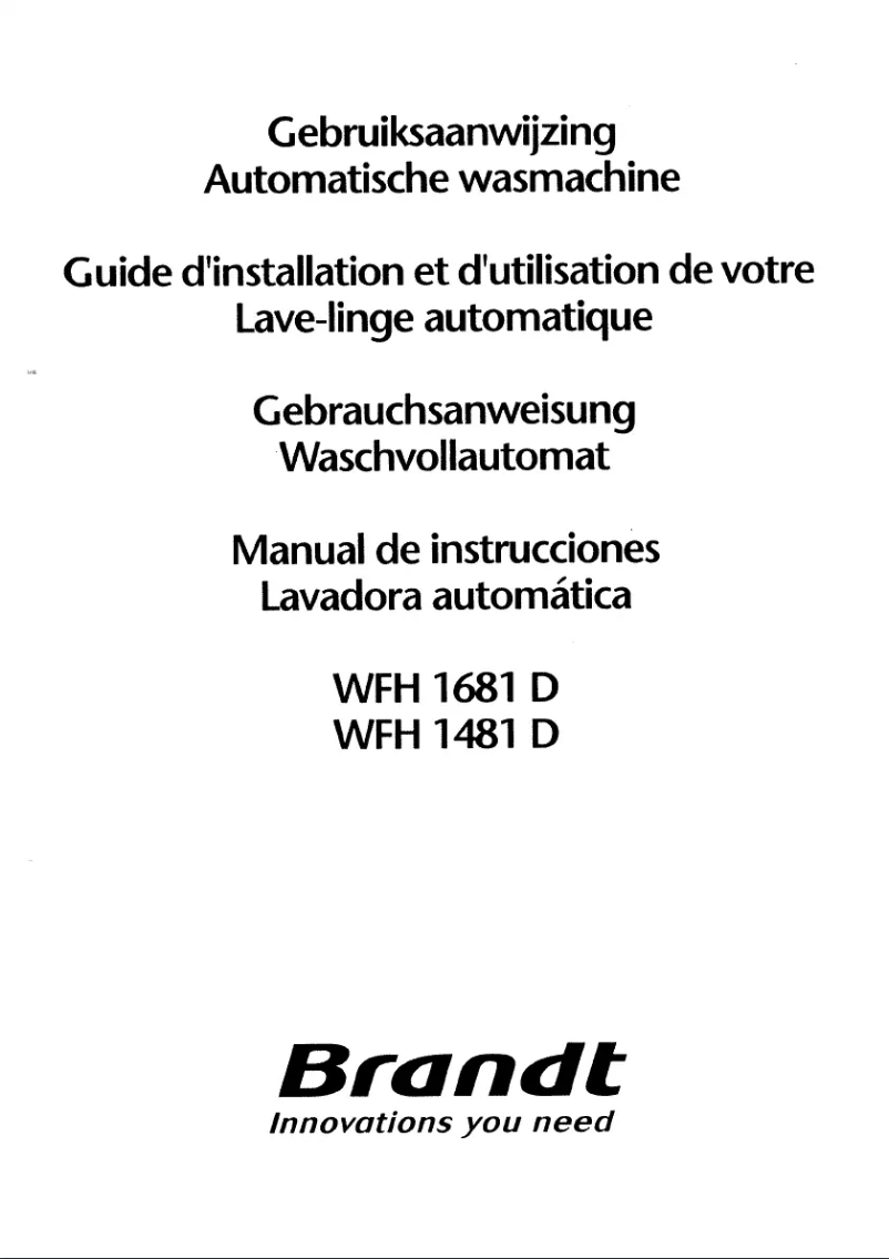 Page 1 de la notice Manuel utilisateur Brandt WFH1481D