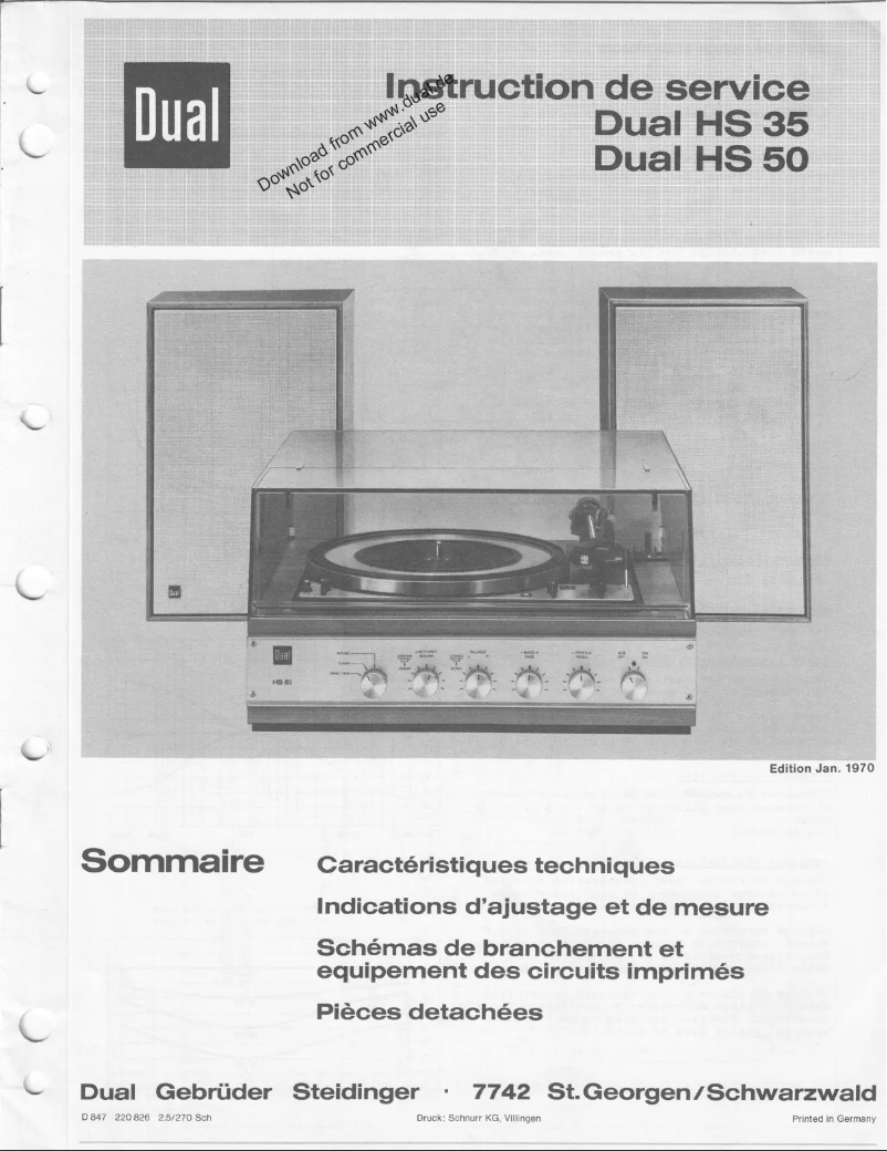 Page 1 de la notice Manuel utilisateur Dual HS 50