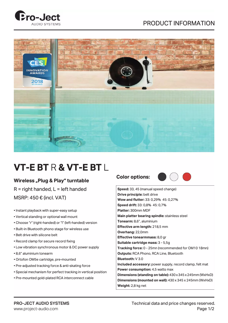 Image de la première page du manuel de l'appareil VT-E BT L