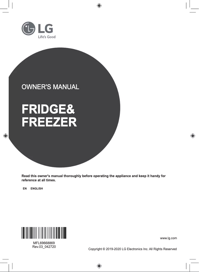 Page 1 de la notice Manuel utilisateur LG GS-B6263PZ