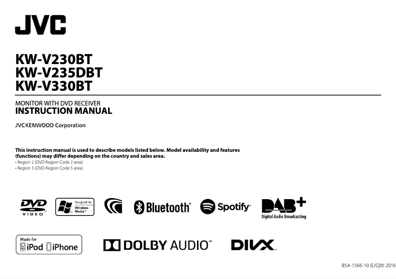 Page 1 de la notice Manuel utilisateur JVC KW-V235DBT