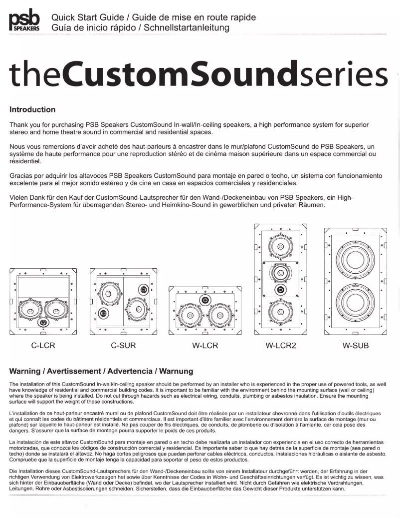 Page 1 de la notice Manuel utilisateur PSB W-LCR2
