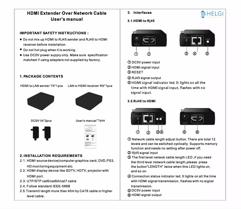 Page 1 de la notice Manuel utilisateur HELGI HLG0372