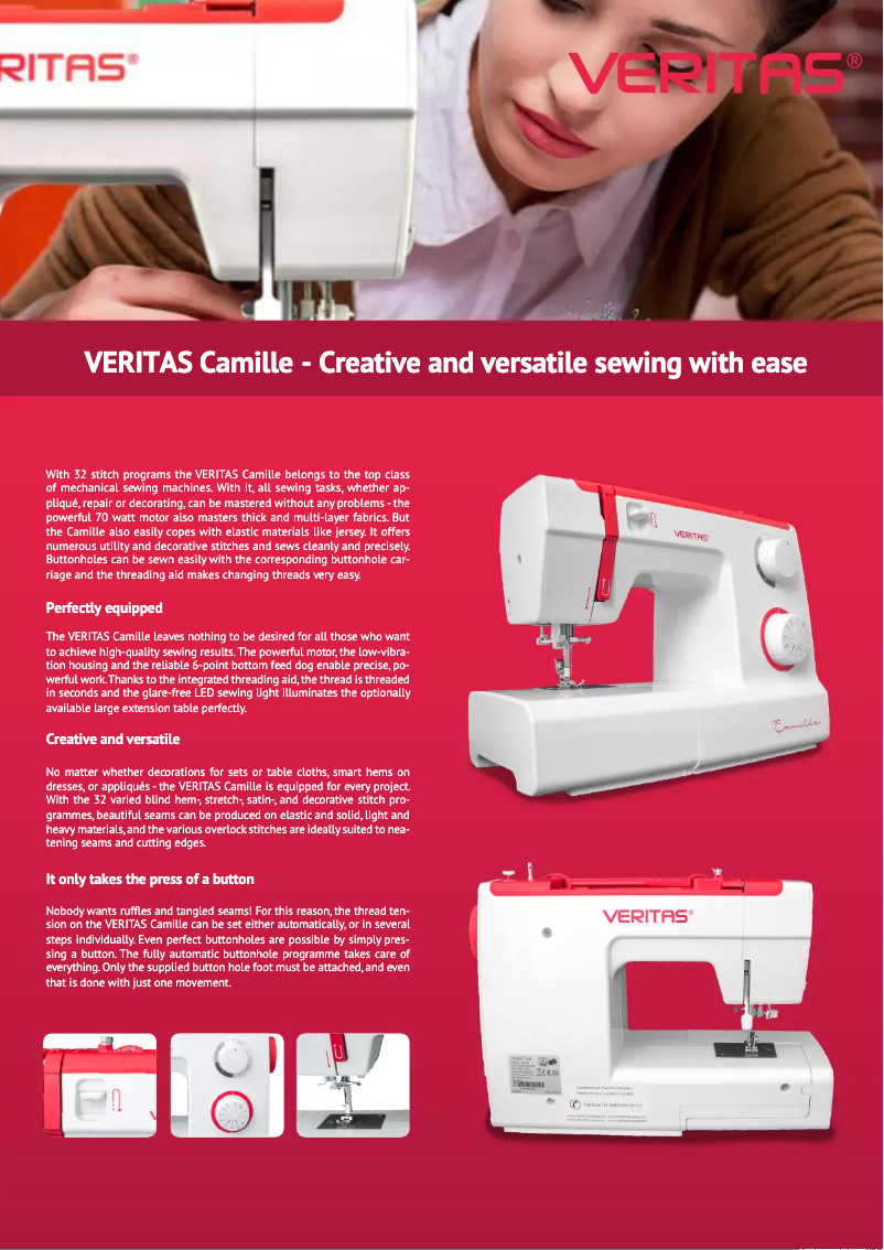 Page 1 de la notice Fiche technique Veritas Camille