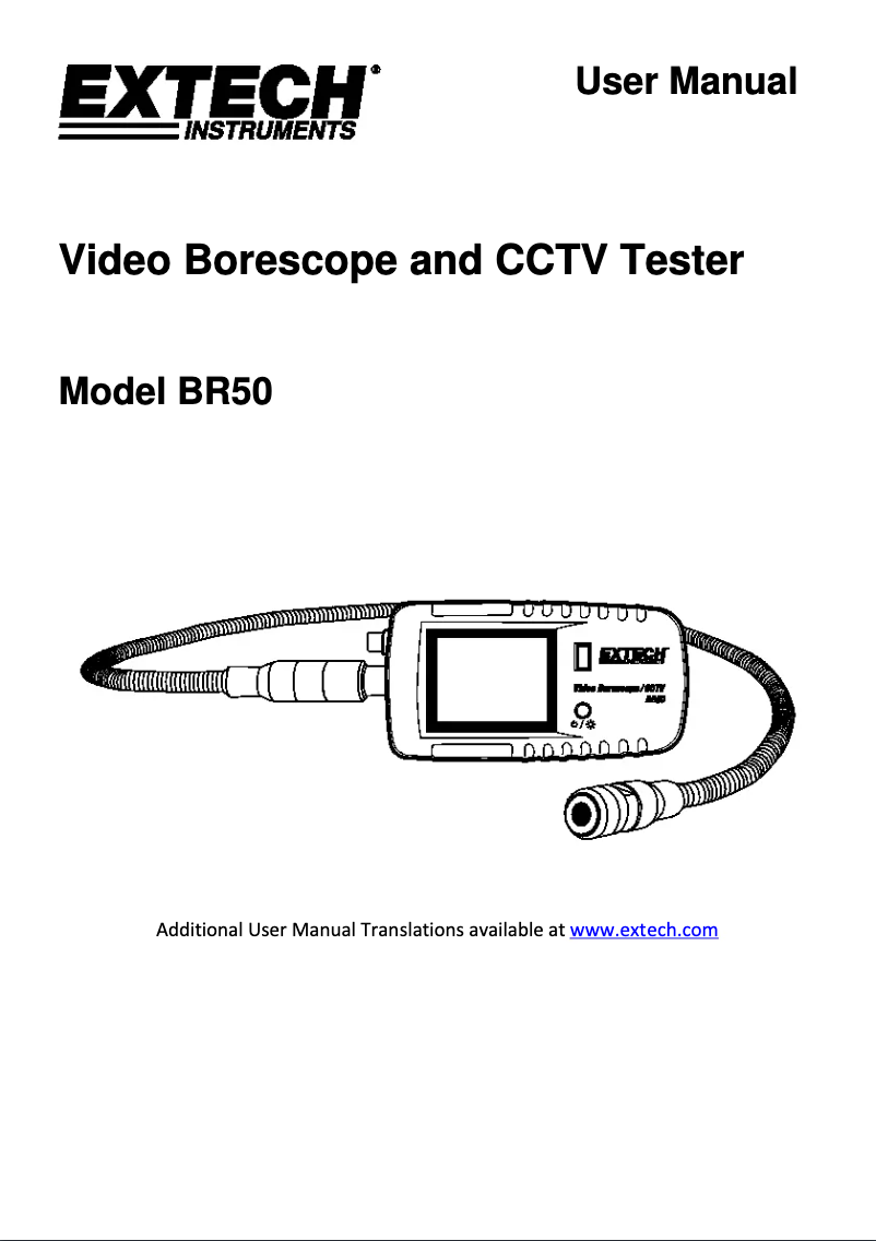 Page 1 de la notice Manuel utilisateur Extech BR50