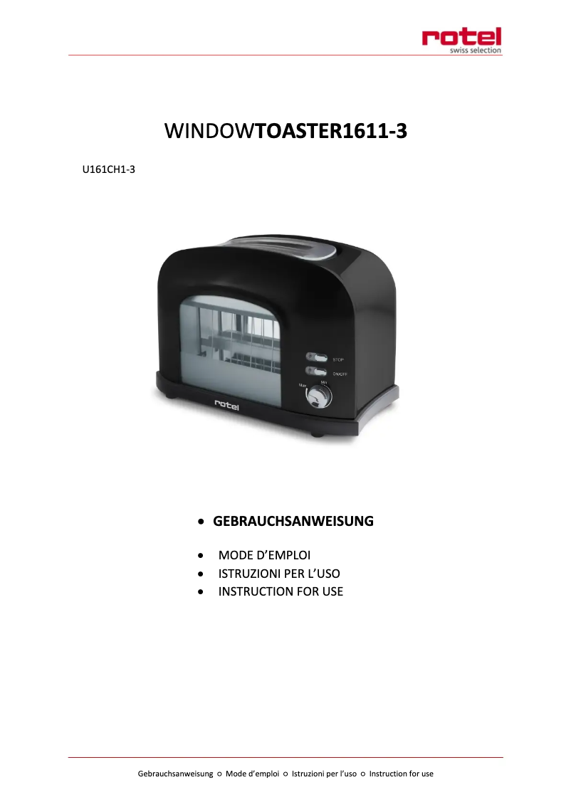 Image de la première page du manuel de l'appareil Window Toaster U 16.1CH3