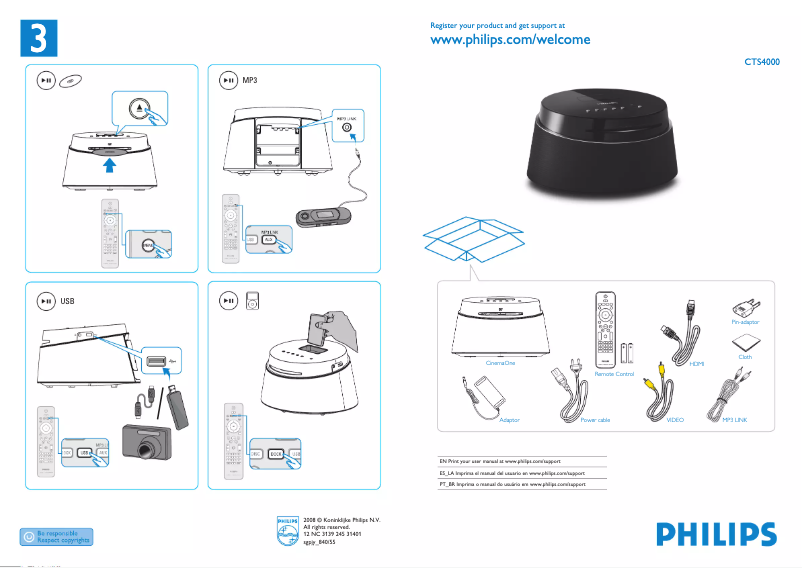 Page n°1 - Guide de démarrage rapide Philips CTS4000