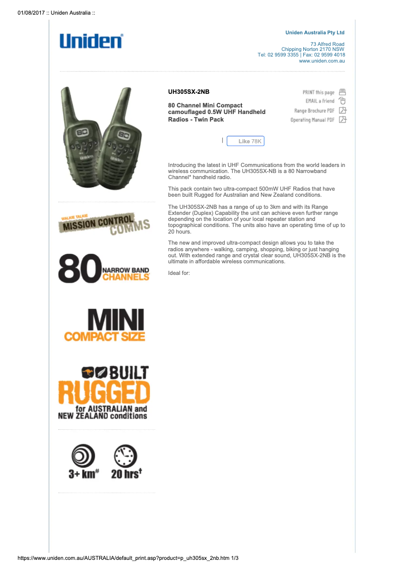 Image de la première page du manuel de l'appareil UH305SX-2NB