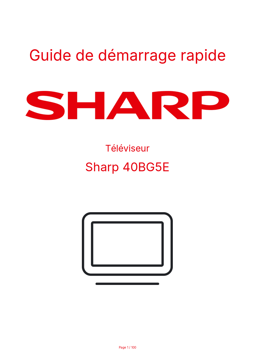 Page n°1 - Guide de démarrage rapide Sharp 40BG5E