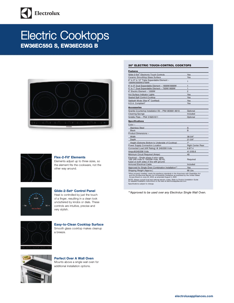 Page n°1 - Fiche technique Electrolux EW36EC55GW