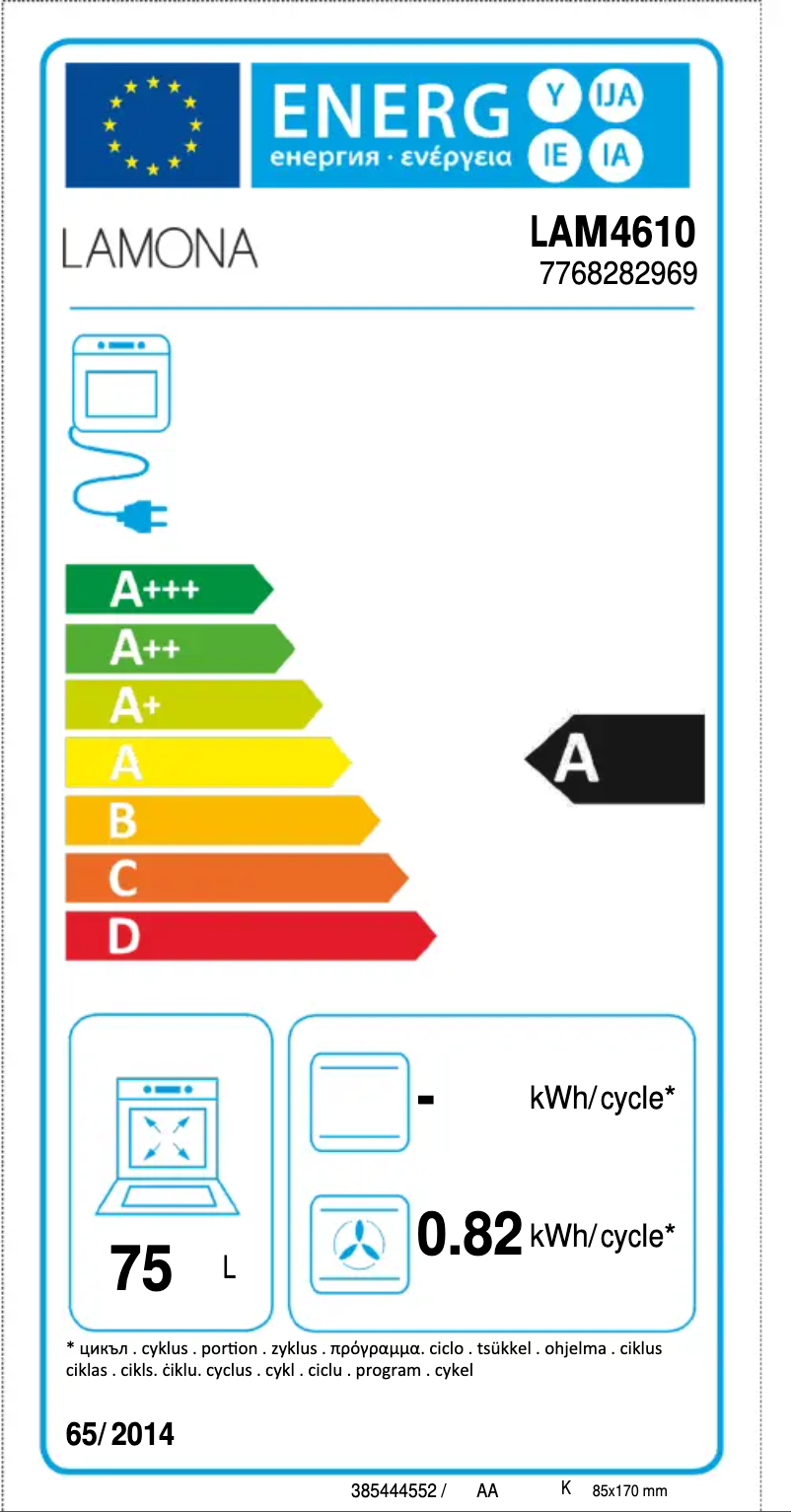 Page n°1 - Label énergétique Lamona LAM4610