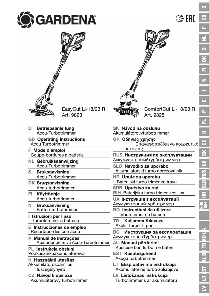 Imagen de la primera página del manual del dispositivo EasyCut Li-18/23R