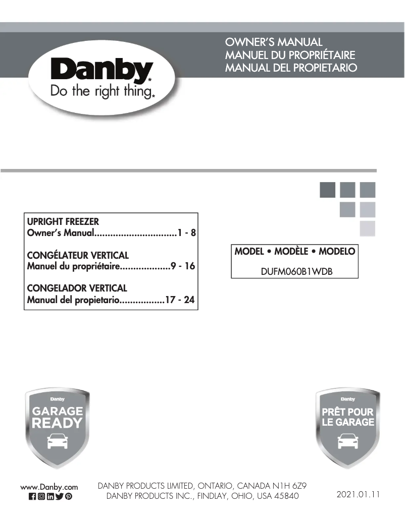 Page 1 de la notice Manuel utilisateur Danby DUFM060B2WDB