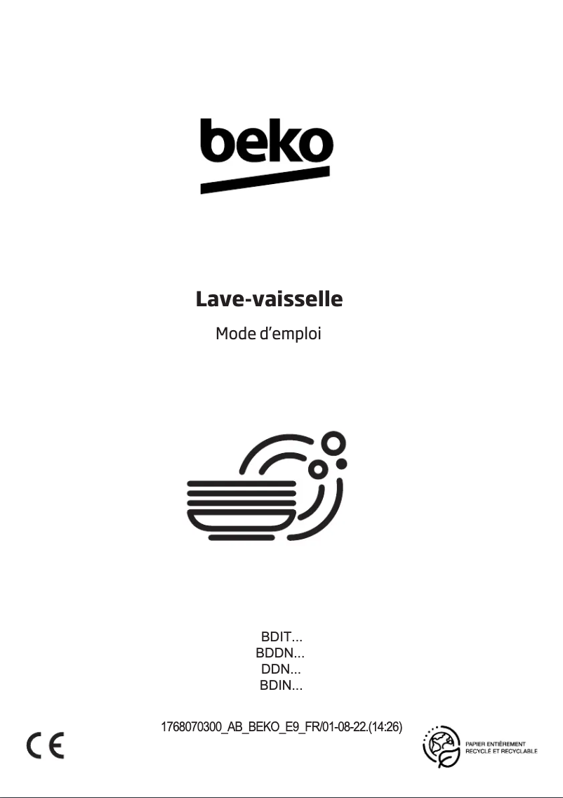 Page 1 de la notice Manuel utilisateur Beko BDDN36420D