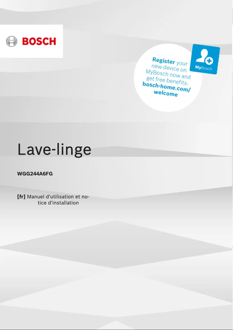 Page n°1 - Manuel utilisateur Bosch WGG244A6FG