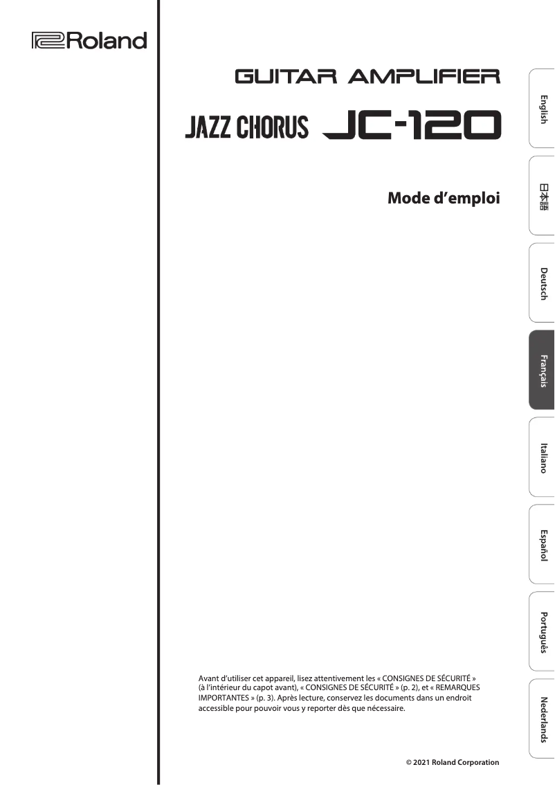 Page n°1 - Manuel utilisateur Roland JC-120