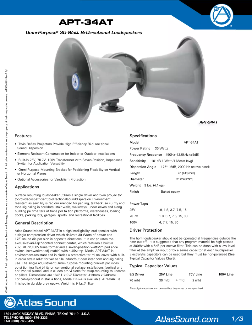 Image de la première page du manuel de l'appareil APT-34AT