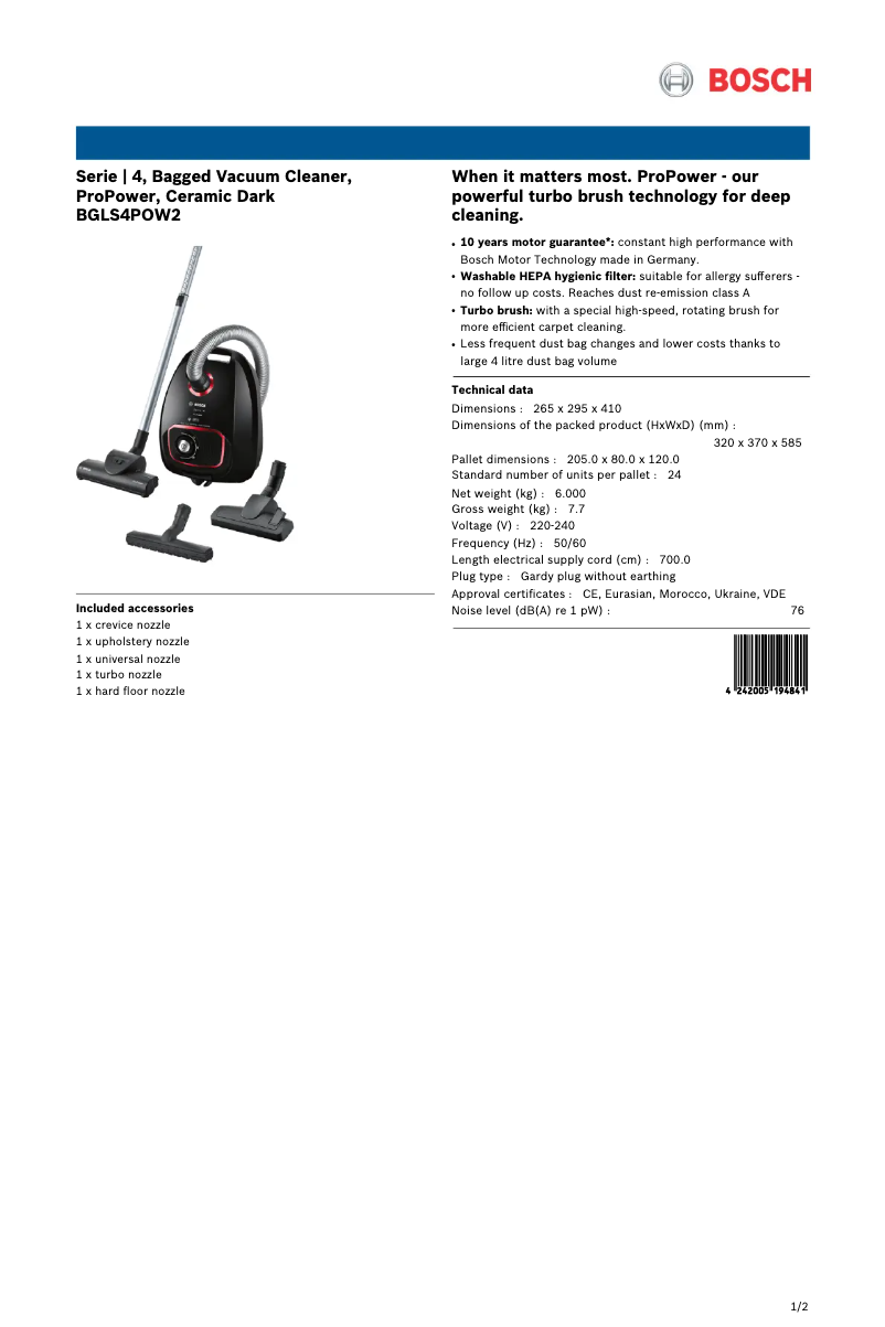 Imagen de la primera página del manual del dispositivo Serie 4 ProPower BGLS4POW2