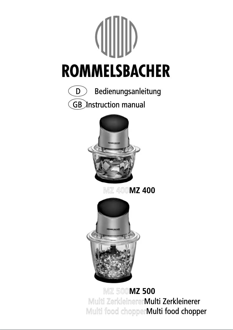 Page 1 de la notice Manuel utilisateur Rommelsbacher MZ 400