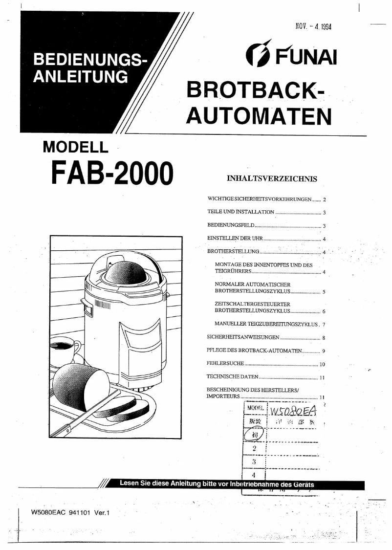 Image de la première page du manuel de l'appareil FAB-2000