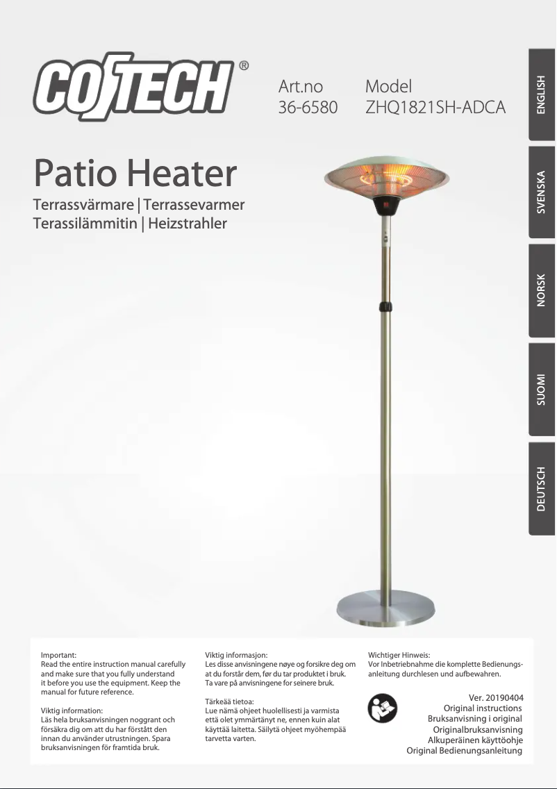 Image de la première page du manuel de l'appareil ZHQ1821SH-ADCA