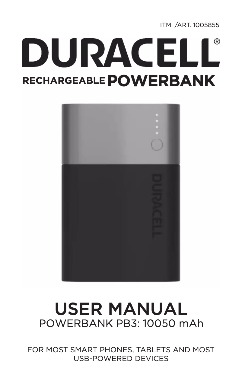 Página 1 del manual Manual de usuario Duracell PB3