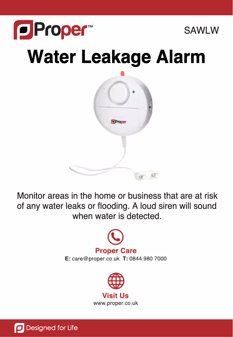 Página 1 del manual Manual de usuario Proper Water Leakage Flood Alarm