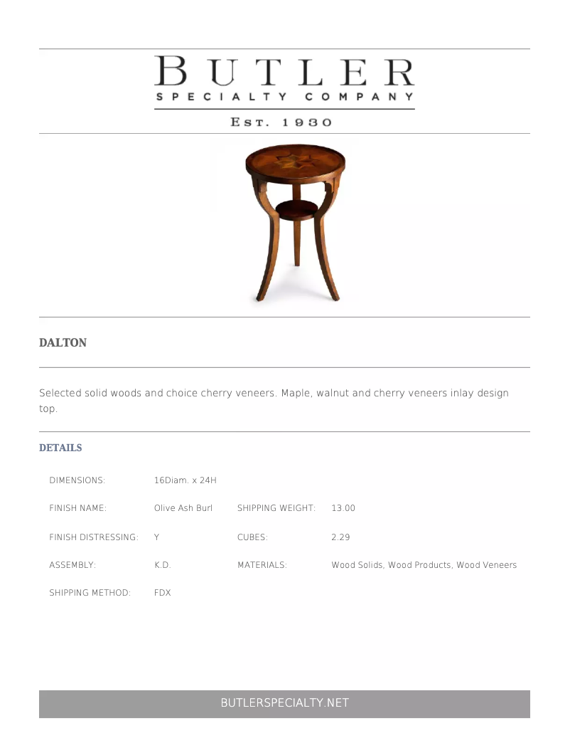 Page 1 de la notice Manuel utilisateur Butler Dalton