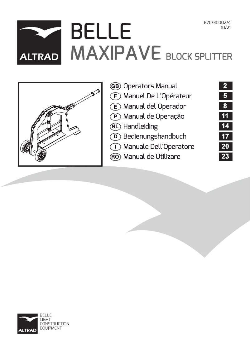 Page 1 de la notice Manuel utilisateur Altrad BELLE Maxipave