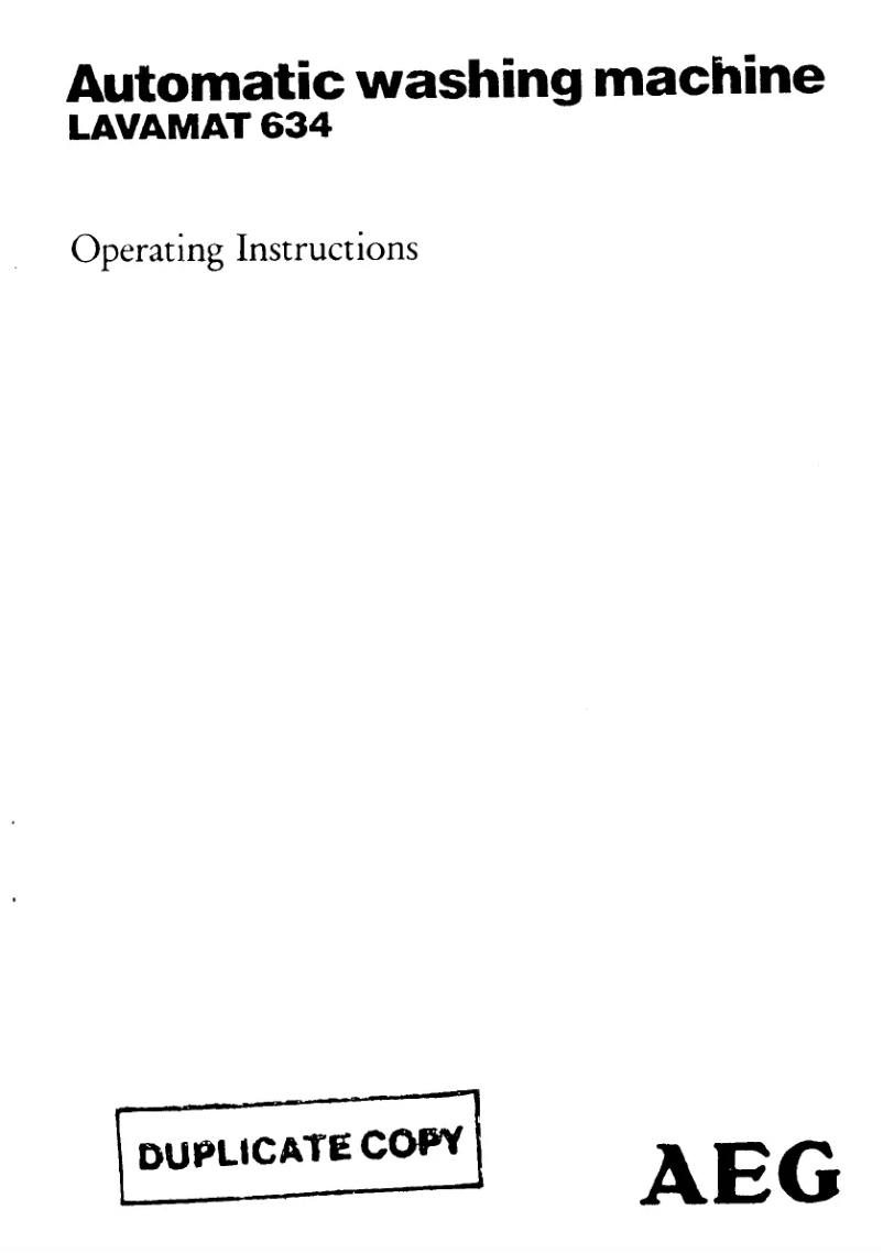 Image de la première page du manuel de l'appareil Lavamat 634