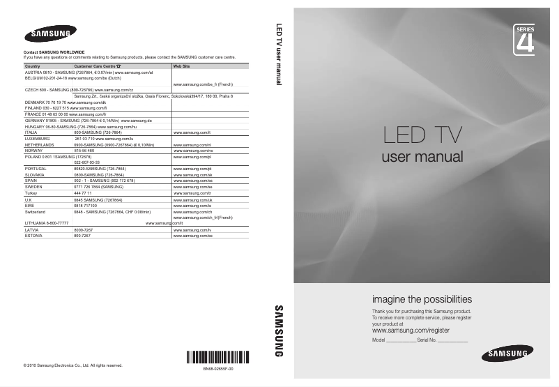 Page n°1 - Manuel utilisateur Samsung UE22C4015PW