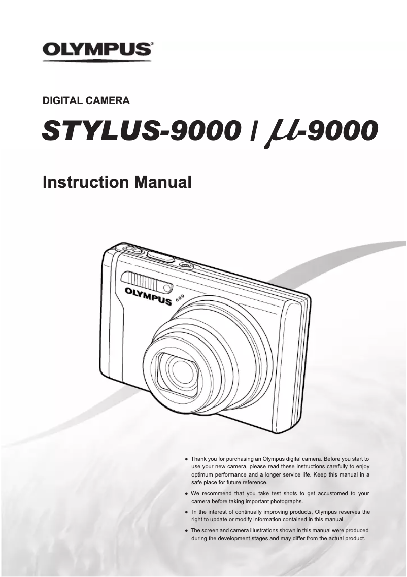 Page 1 de la notice Manuel utilisateur Olympus Stylus 9000