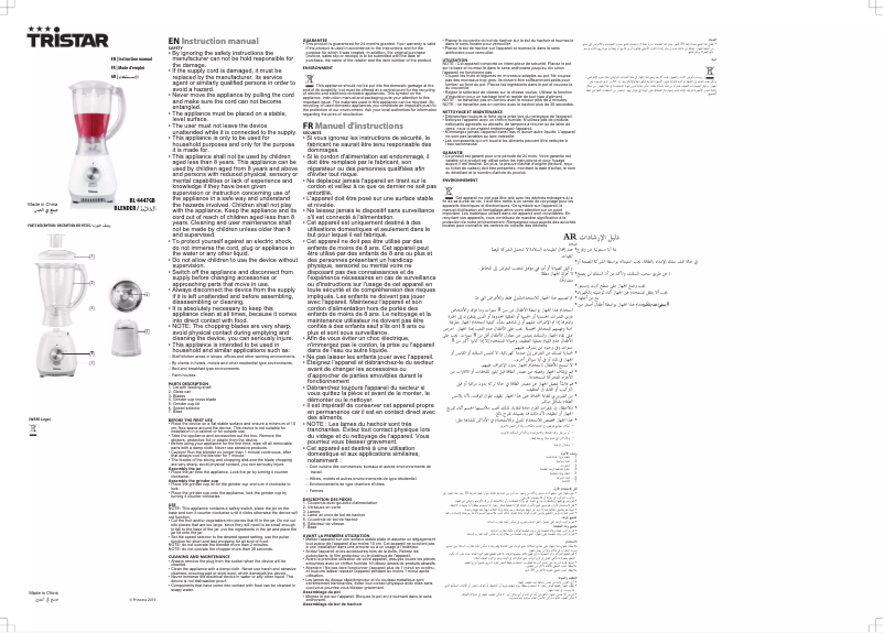 Image de la première page du manuel de l'appareil BL-4447GB