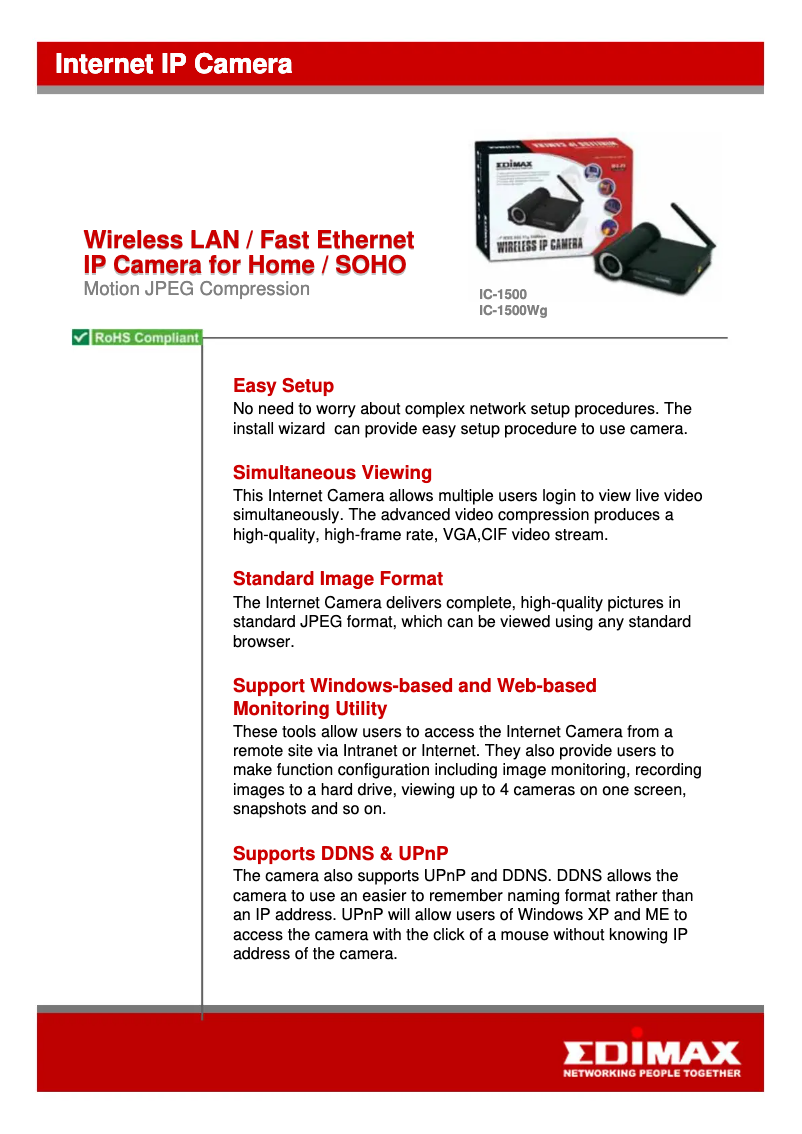 Página 1 del manual Manual de usuario Edimax IC-1500