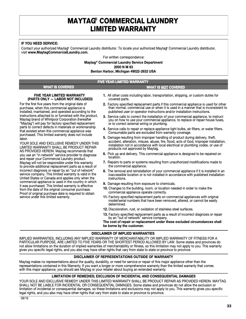 Page n°1 - Mode d'emploi Maytag MDE20CSAYW