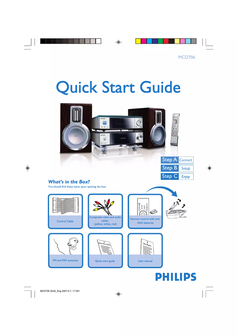 Page n°1 - Guide de démarrage rapide Philips MCD706
