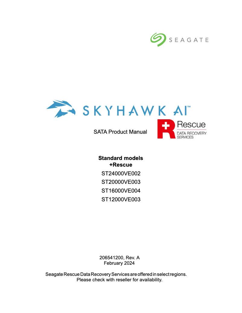 Page 1 de la notice Manuel utilisateur Seagate Skyhawk AI