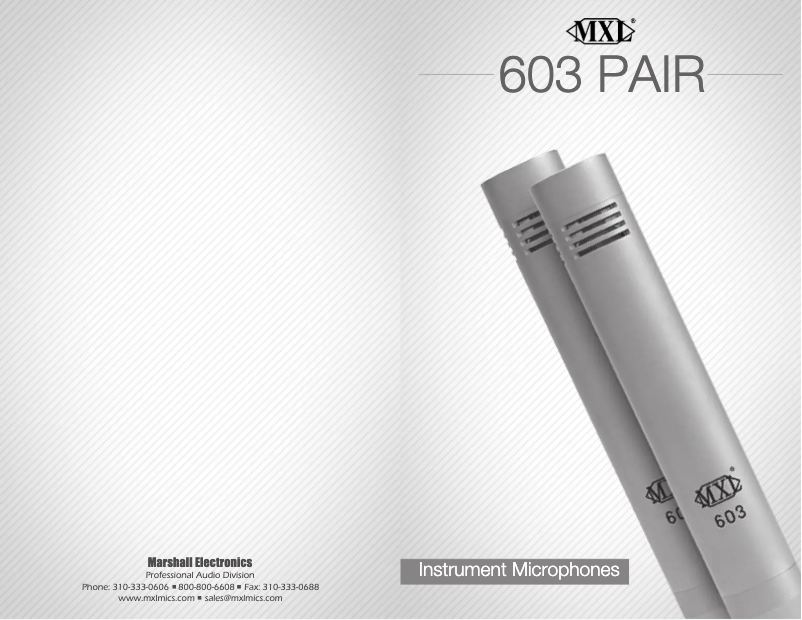 Page 1 de la notice Manuel utilisateur MXL 603