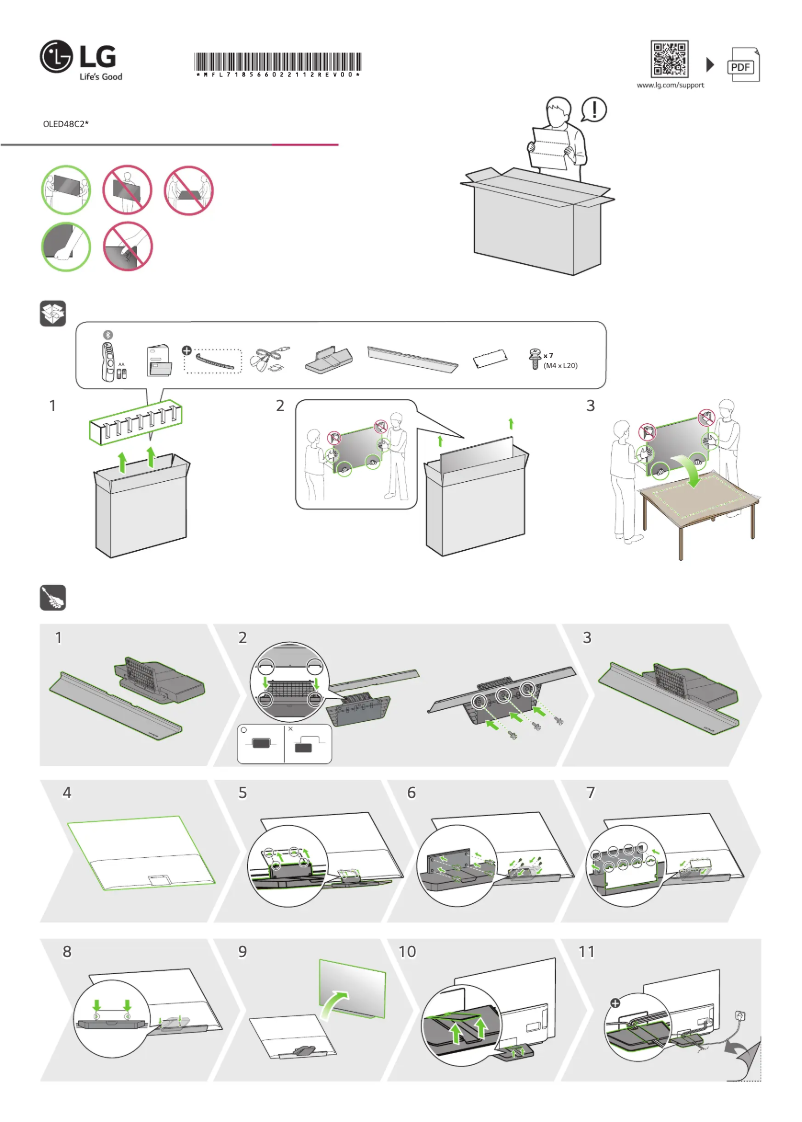 Page 1 de la notice Guide d'installation LG OLED48C22LB