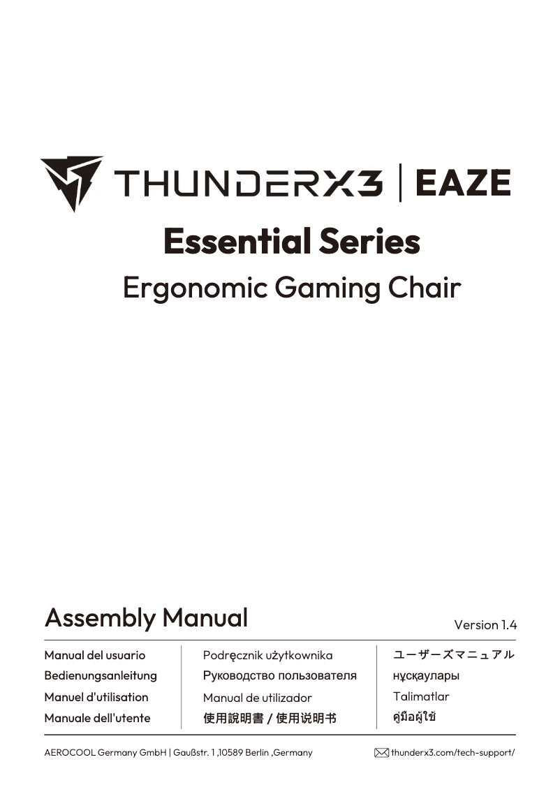 Page n°1 - Manuel utilisateur Thunder X3 EAZE