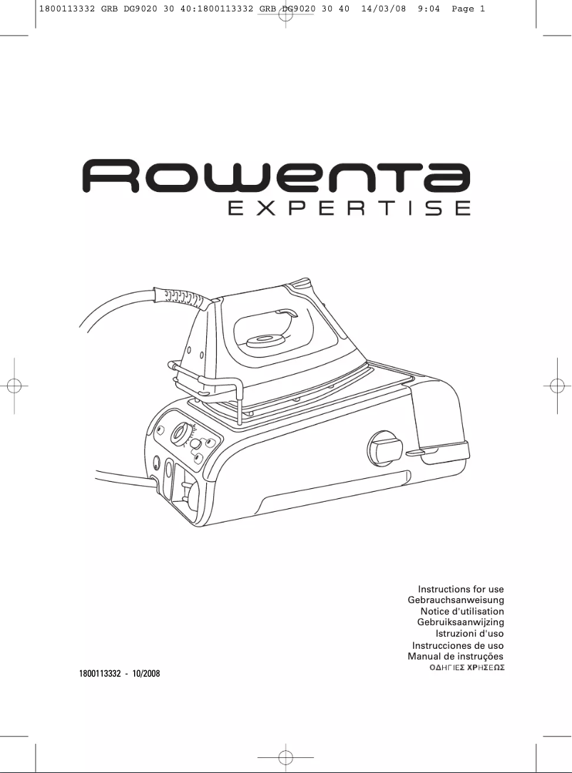 Page n°1 - Manuel utilisateur Rowenta Expertise DG9030