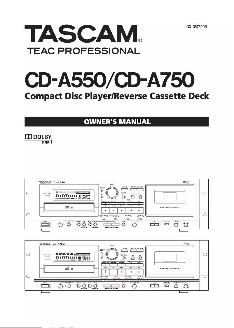 Page n°1 - Manuel utilisateur Tascam CD-A750