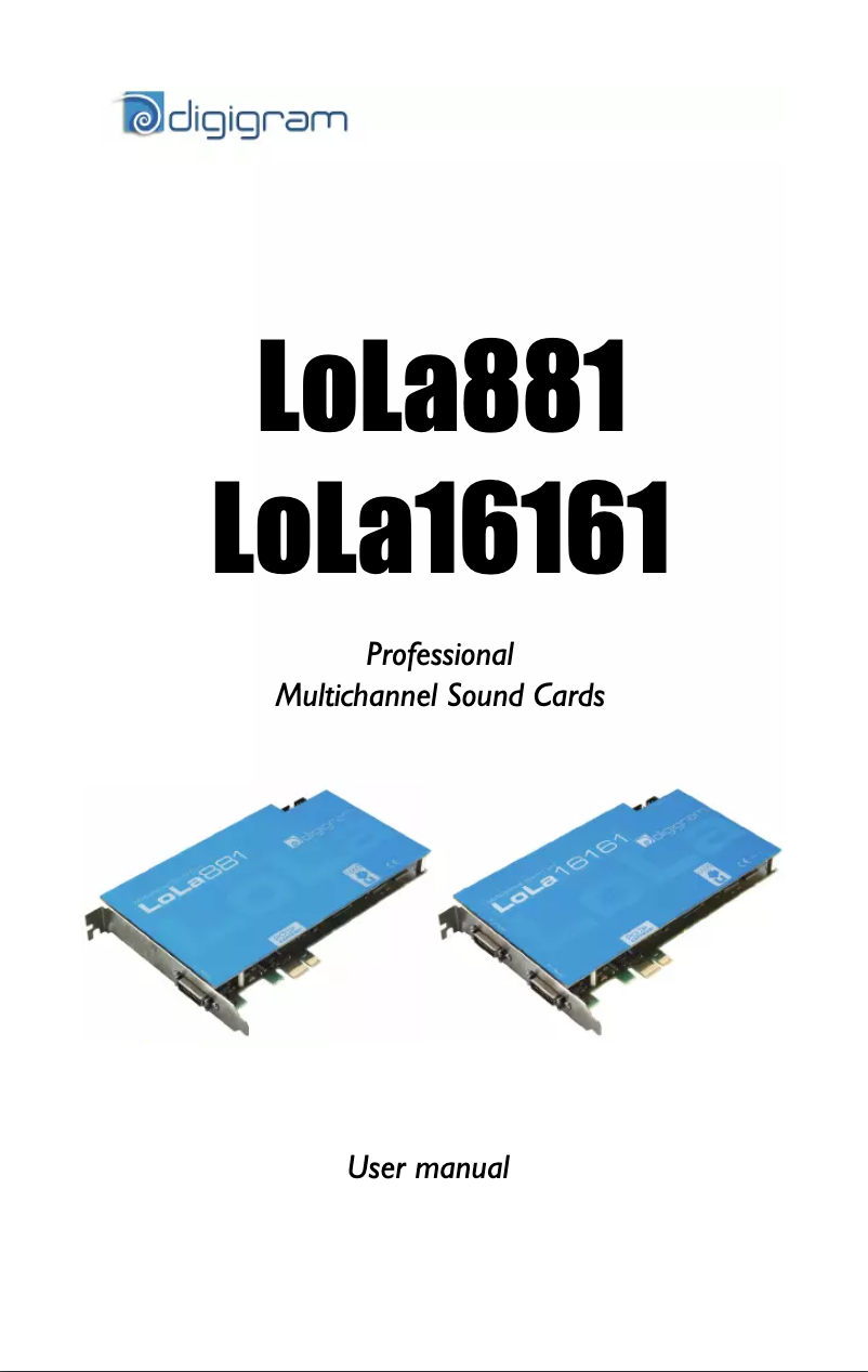 Page 1 de la notice Manuel utilisateur Digigram LoLa881