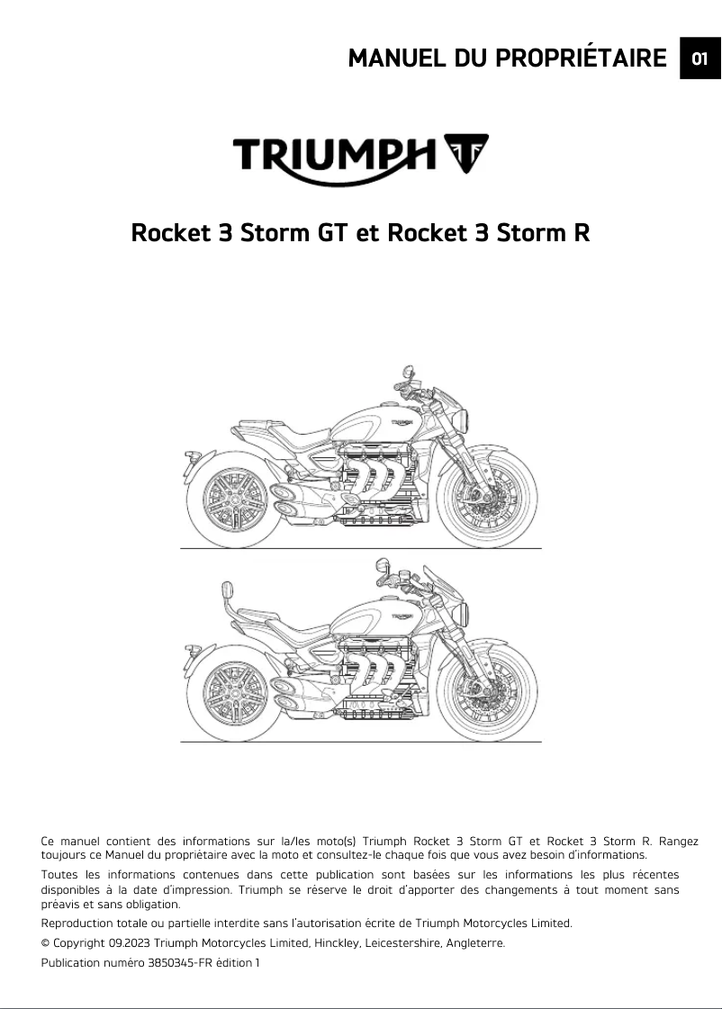 Image de la première page du manuel de l'appareil Rocket 3 Storm R (2024)