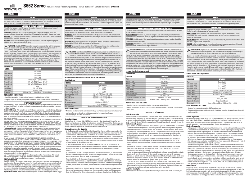 Page 1 of the manual User Manual Spektrum S662